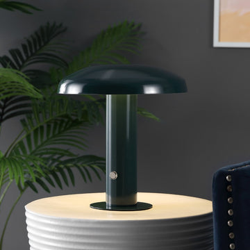 Suillius 11" Contemporary Bohemian Rechargeable/Cordless Iron Integrated LED Mushroom Table Lamp